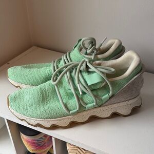 Sorel Women's Knit Lace-Up Sneakers in Mint and Gray